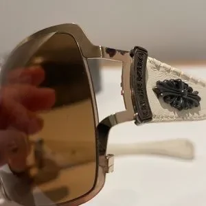 Rare Chrome Hearts Poon II Shield White Leather Sunglasses with Case $1200 CHROME HEARTS Poon II Shield Sunglasses Gold White  main image 4